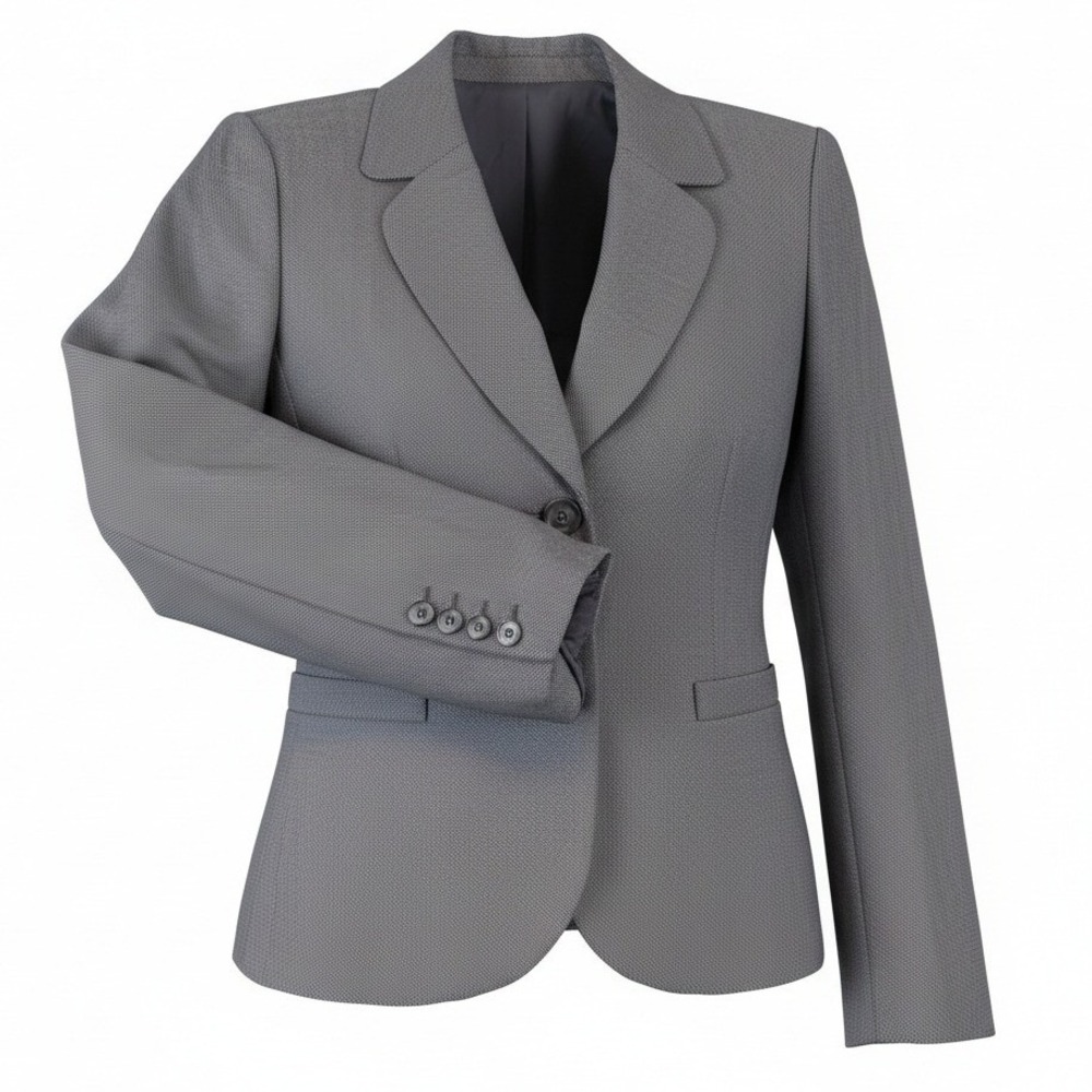 Ann Taylor Womens Gray Textured Wool/Silk Blend Blazer Jacket Size 12 Soft Lapel